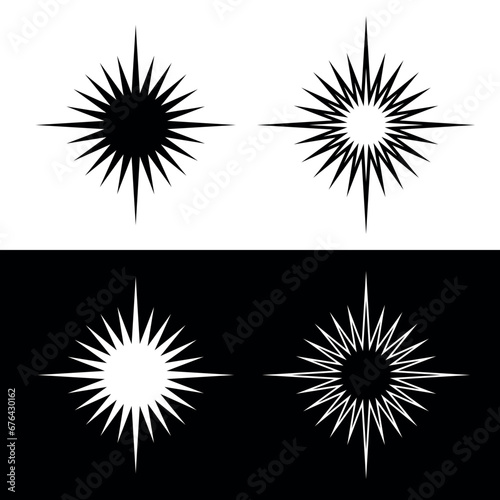Set of abstract star icons. Symbol of romance  sky and space. An attribute of astronomy  a symbol of magic. 