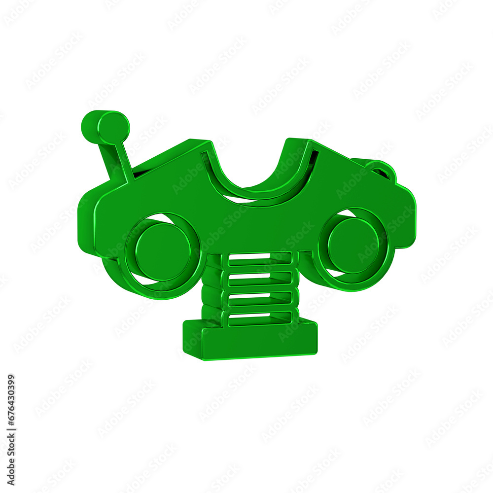 Green Swing car on the playground icon isolated on transparent background. Childrens carousel with car. Amusement icon. Green Swing car on the playground icon isolated on transparent background. Childrens carousel with car. Amusement icon.