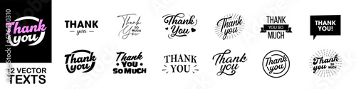 Thank You text. Thank you lettering set.