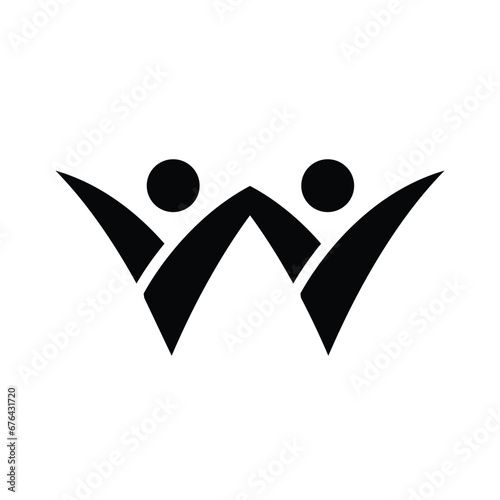 letter w people logo template, letter w people logo elements, letter w people vector