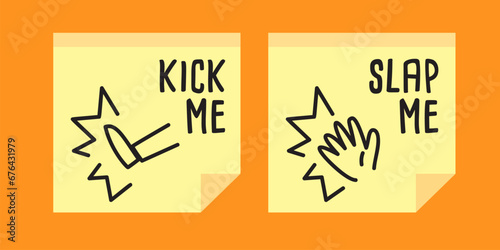 two sticky notes for april mop. Isolated vector illustration