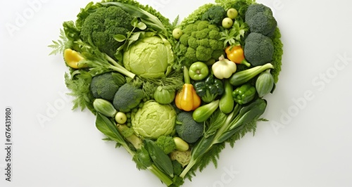 Heart symbol. Vegetables diet concept. Food photography of heart made from different vegetables