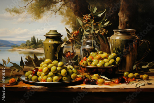 still life with fruits and berries
