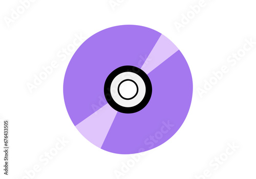 Hand drawn cute cartoon illustration of compact disc. Flat vector old audio data storage sticker in simple colored doodle style. Sound record device icon or print. Optical disc. Isolated.