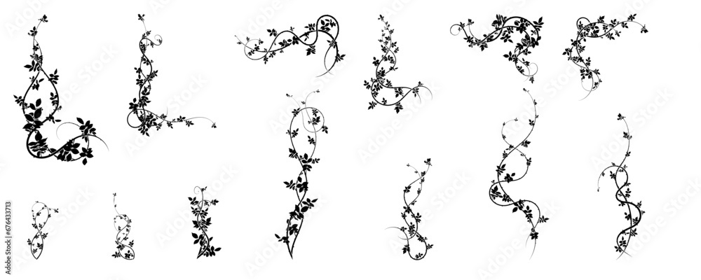 large selection of climbing hawthorn plants vector - obrazy, fototapety, plakaty 