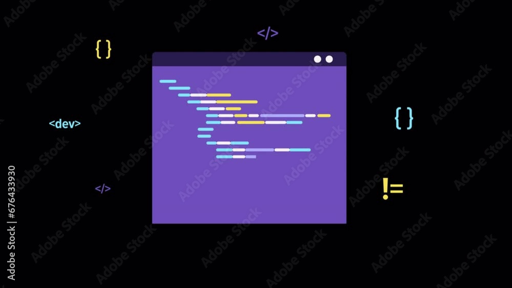 Programming and software web development animation ALPHA channel. code on screen. programming languages, script, writing program code. HTML Web Page Code typing. cartoon design stock footage