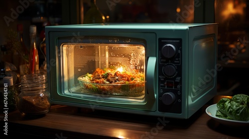 food in microwave ai generated photo