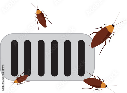 drain vector. wallpaper. free space for text. copy space. cockroach vector.