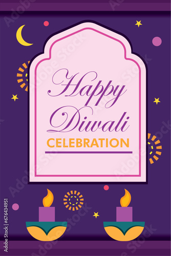 Diwali poster Traditional indian celebration Vector