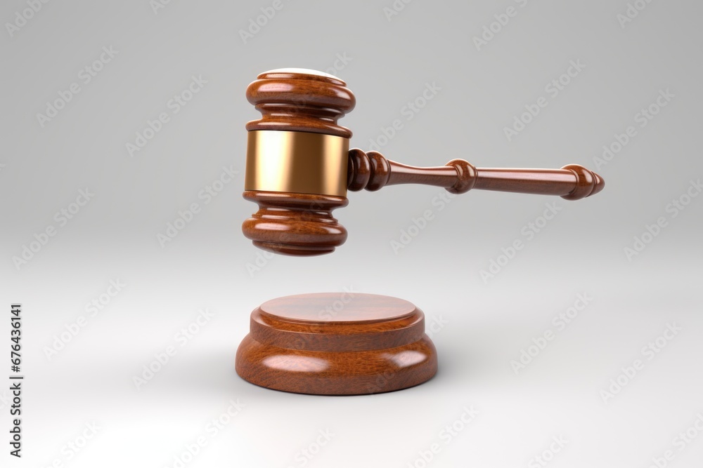 A wooden judge's gavel on a white surface. A wooden judge's gavel on a white surface.