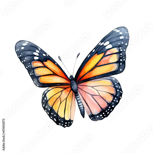 Watercolor Butterfly Clipart Illustration. Isolated elements on a white background. © beyouenked