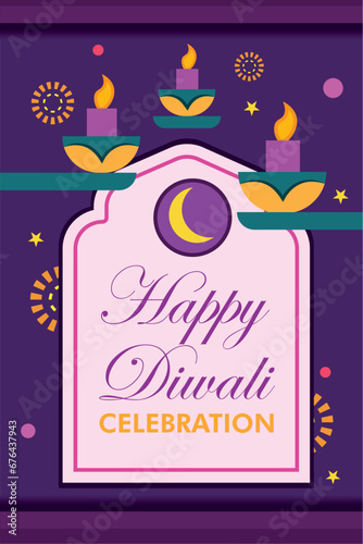 Diwali poster Traditional indian celebration Vector