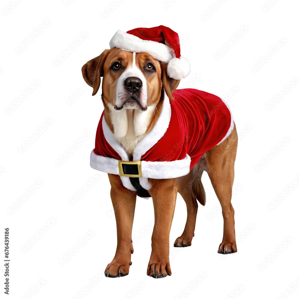 Jack Russell Terrier in Santa Clause Dress, Santa Dog - Generative AI