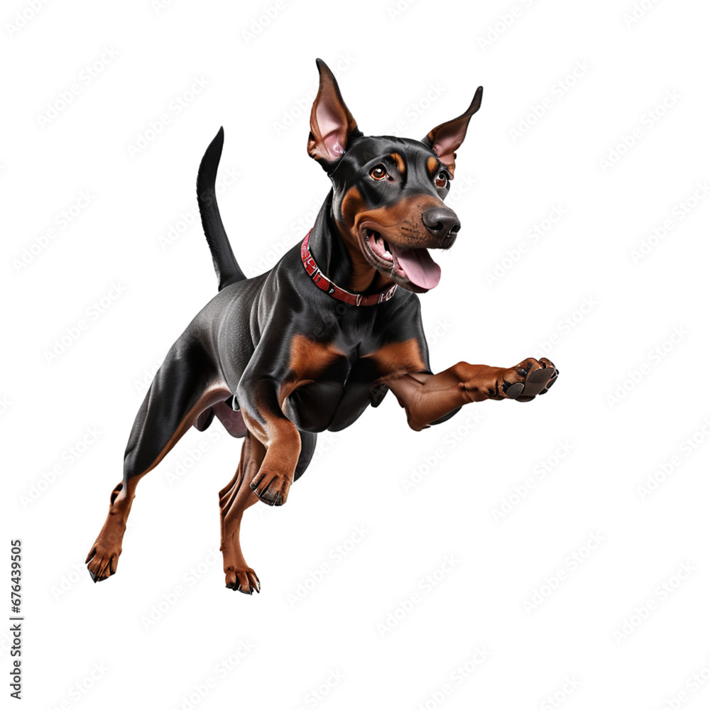 Pinscher Dog jumping  - Generative AI