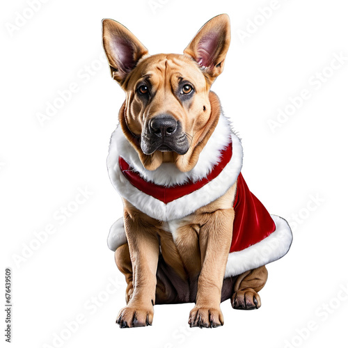 A Cute Dog in Santa Clause Dress - Generative AI