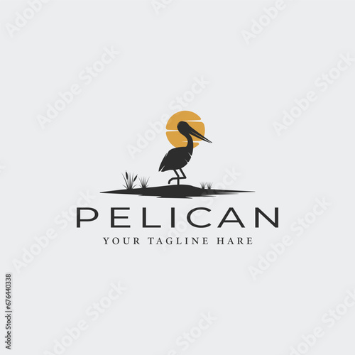pelican bird logo vintage vector illustration template icon graphic design