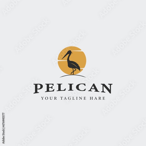 pelican bird logo vintage vector illustration template icon graphic design