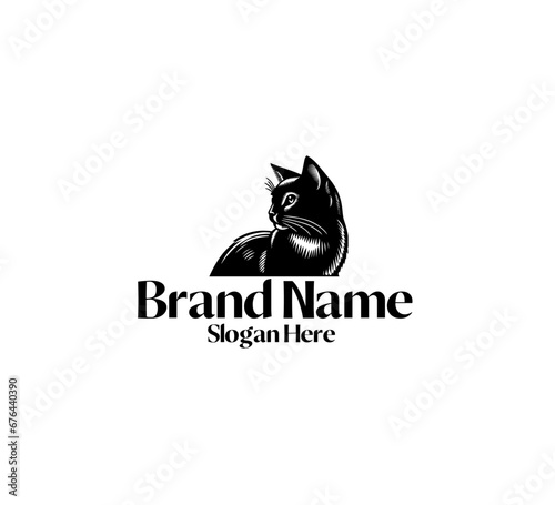 black cat logo template vector