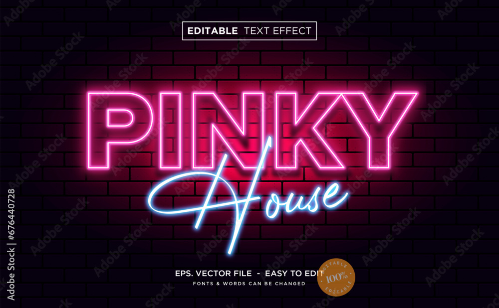 Neon pink on the wall text effect Neon pink on the wall text effect