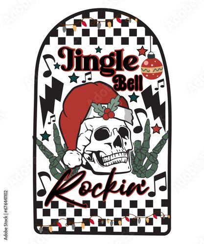 Jingle Bell Rockin Christmas skeleton T shirt Design