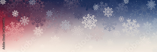 Amazing multicolored Christmas background with beautiful snowflakes with different ornaments. New Year or Christmas background with blue  gray and red gradients.