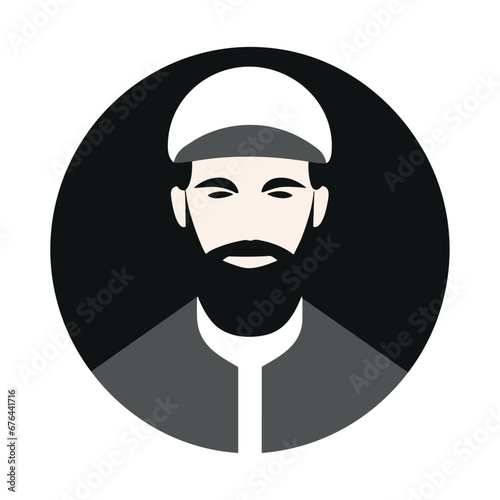 Vector muslim man avatar, vector arab people icon, saudi character minimalistic flat design isolated on white