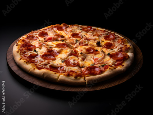 Delicious Pizza on a Black Background