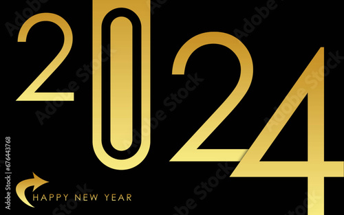 Happy new year 2024 design. With colorful truncated number illustrations. Premium vector design for poster, banner, greeting and new year 2024 celebration.