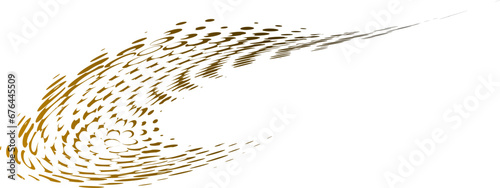 A rounded frame of globules and peas with a gradient color transition from gold to black. Twisting radii from points into a whirlpool. Vector. photo