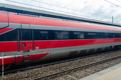 Part of a red fast train to Venice