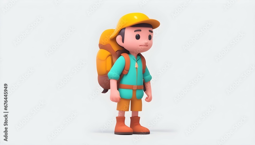 3d character of hiker man brings a backpack 3d character of hiker man brings a backpack