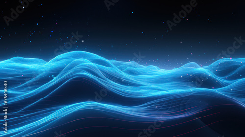 Vibrant Holographic Blue Lines on Black Background