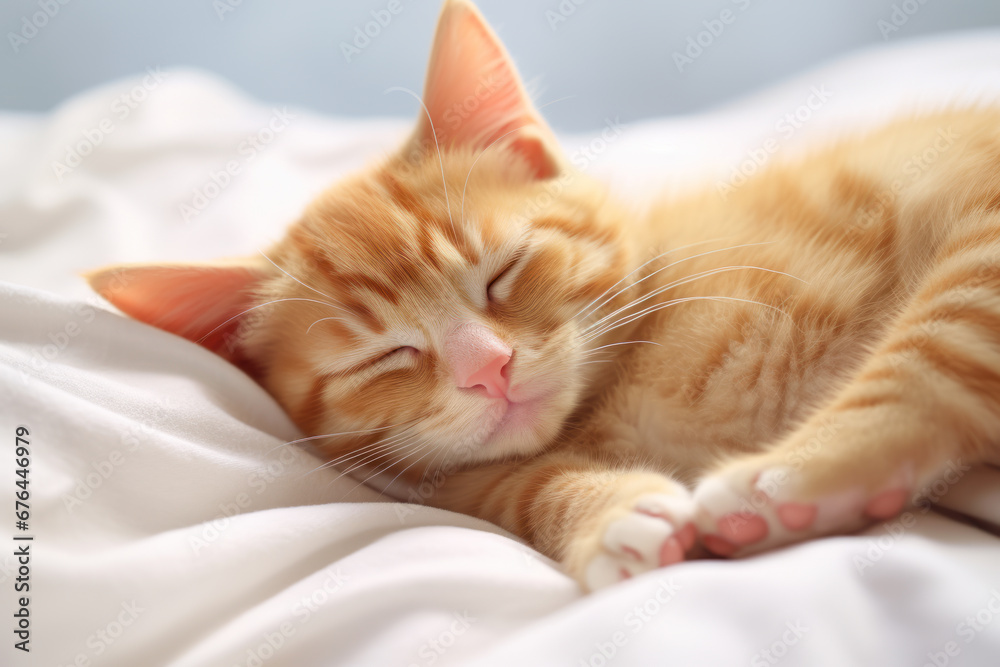 Orange Tabby Kitten's Relaxed Morning