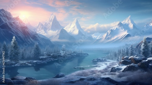 Winter landscape with stunning views that hides its secret secrets and stories game art