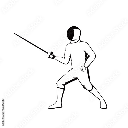 fencing silhouette design. combat sport sign and symbol.