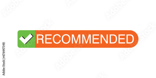 Banner recommended with thumb up for marketing element recommendation tag badge.