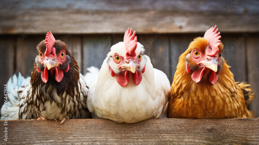 Fototapeta premium Close-Up Chickens on Barn Rafters