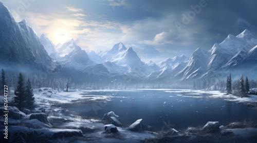 Winter landscape with stunning views that hides its secret secrets and stories game art