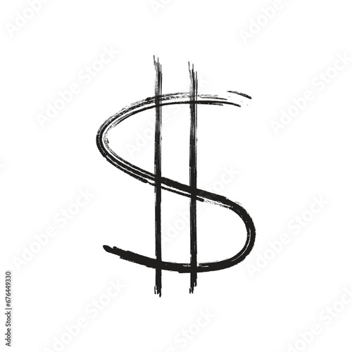 Dollar Sign symbol Icon vector using on Black and white Board script. Money Symbol in Grunge Style. Cool Dollar Icon. photo