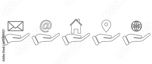 Gesture isolated on white background with clipping path, helping hand outstretched for salvation,internet, house, letter, internet