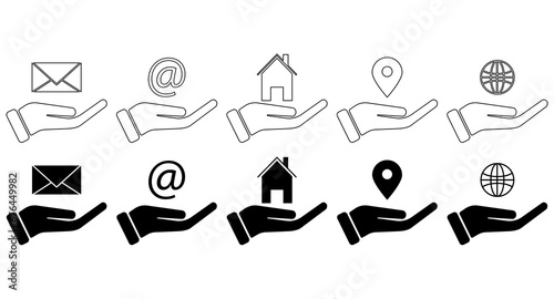 Gesture isolated on white background with clipping path, helping hand outstretched for salvation,internet, house, letter, internet
