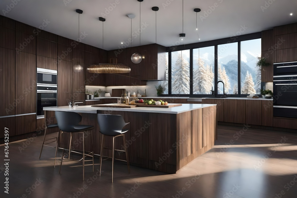 modern kitchen interior with kitchen