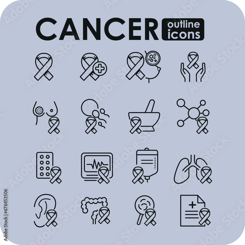 Cancer outline Icons vector design.
