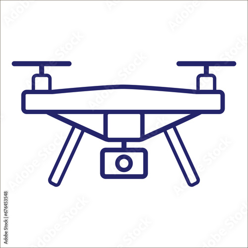 Drone vector line icon on white.