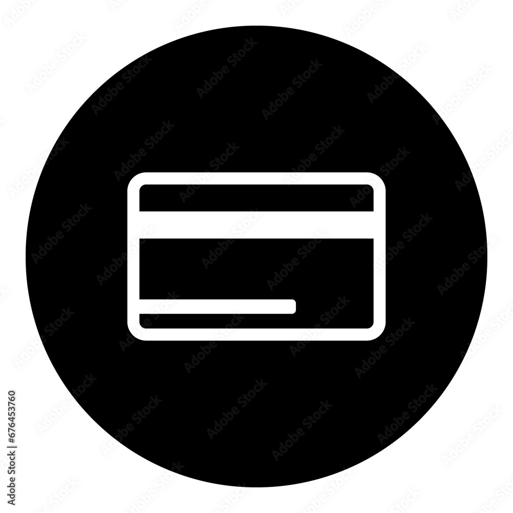 A credit card symbol in the center. Isolated white symbol in black circle. Illustration on transparent background A credit card symbol in the center. Isolated white symbol in black circle. Illustration on transparent background
