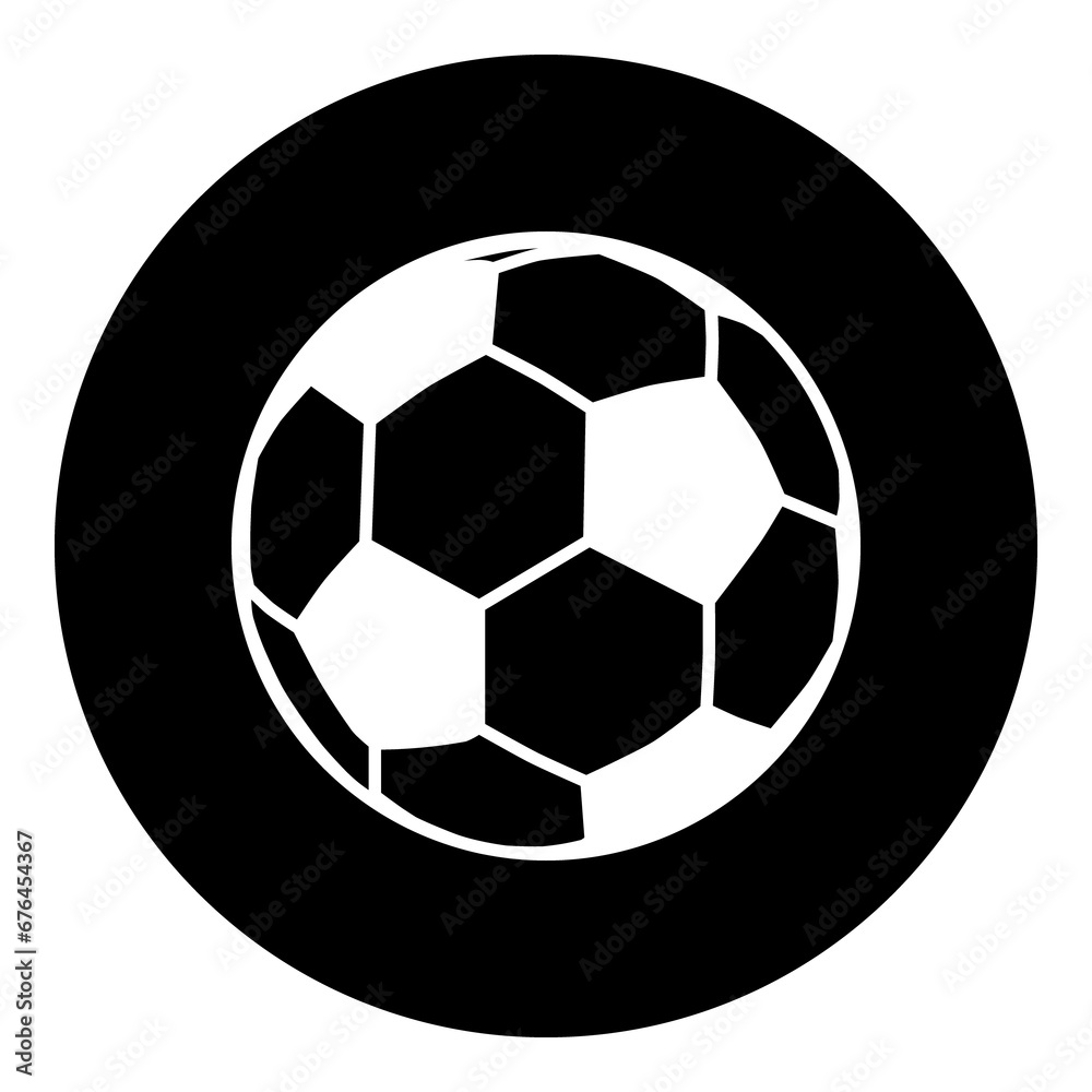A football symbol in the center. Isolated white symbol in black circle. Illustration on transparent background A football symbol in the center. Isolated white symbol in black circle. Illustration on transparent background