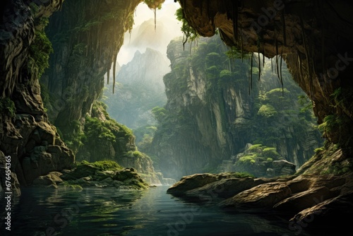 Magnificent karst landscape with caves