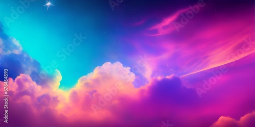 Sky with multicolor clouds. AI generated illustration