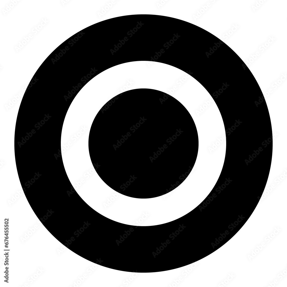 A circle symbol in the center. Isolated white symbol in black circle. Illustration on transparent background A circle symbol in the center. Isolated white symbol in black circle. Illustration on transparent background