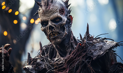 Spine-Chilling Arrival: Zombie Costume Takes Center Stage at Halloween Bash